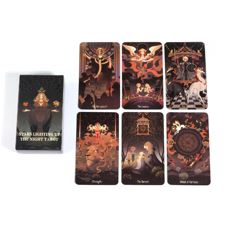 نجوم تضيء الليل التارو العادية نابضة بالحياة الآسيوية نمط الكرتون سطح السفينة حساسة خط الفن فريد إيندي التارو سطح السفينة للمبتدئين