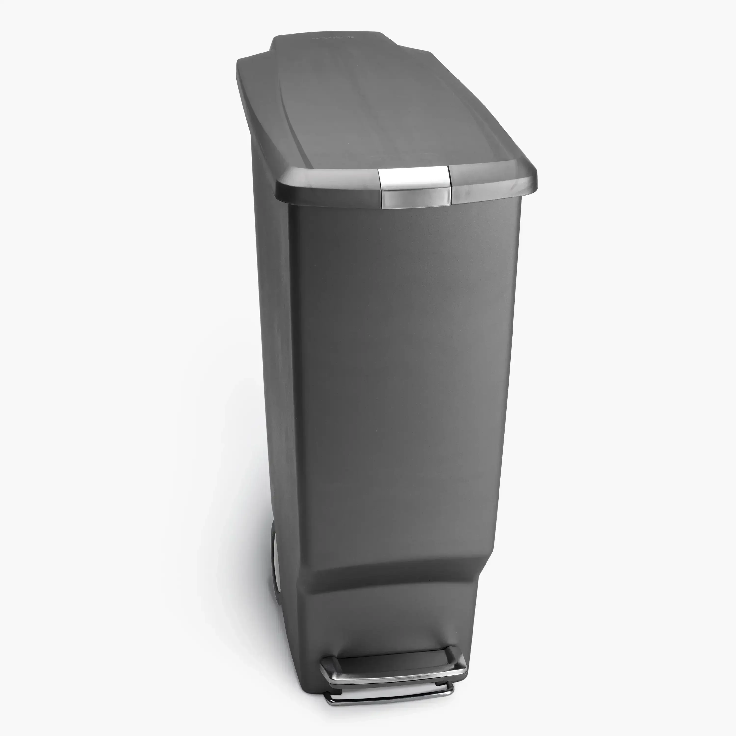 

Kitchen trash can 10.6 gallon plastic step bin with secure sliding lid gray finish