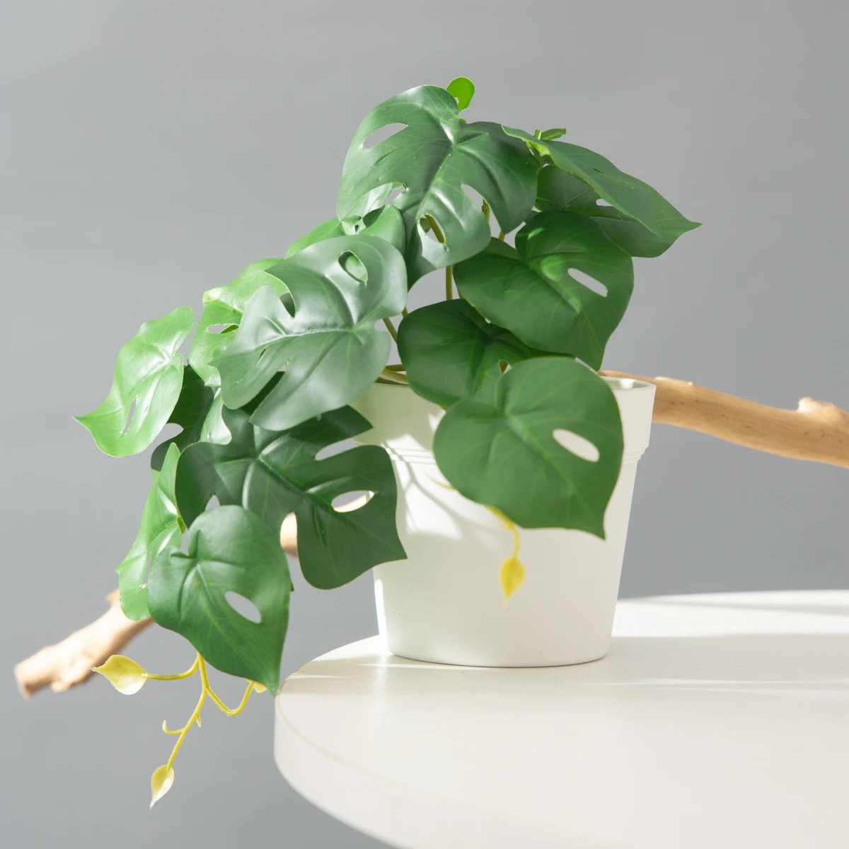 25 cm künstliche Monstera-Pflanzen, tropische Palmenblätter, kleine Pflanzen, Zweig, künstlicher Baumlaub, hängende Blätter für Halloween, Weihnachten – Detail 16