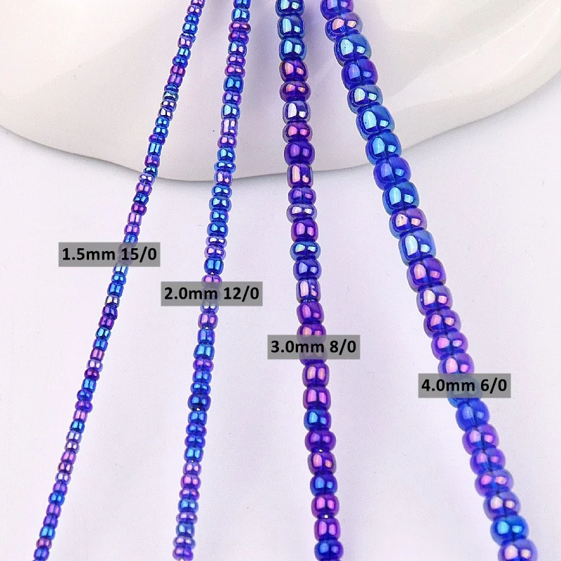 Multiple sizes of 1.5mm-4mm iridescent transparent glass rice beads, DIY bead, loose bead tassel small accessory materials