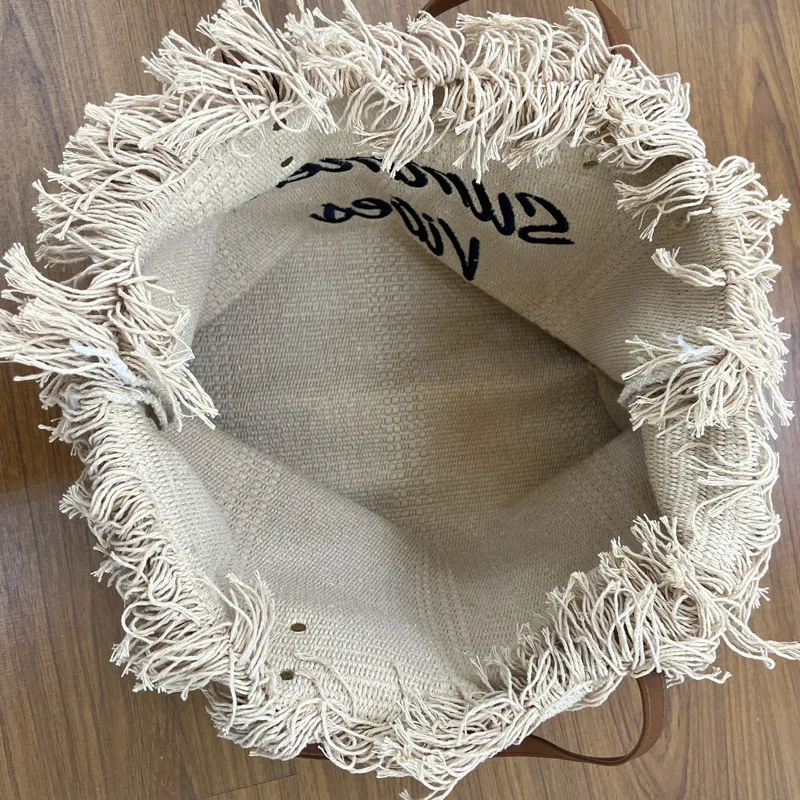 New Women Alphabet Tassel Canvas Bag Female Large Capacity Simple Commuting Student One Shoulder Tote Bag Beach Travel Handbag