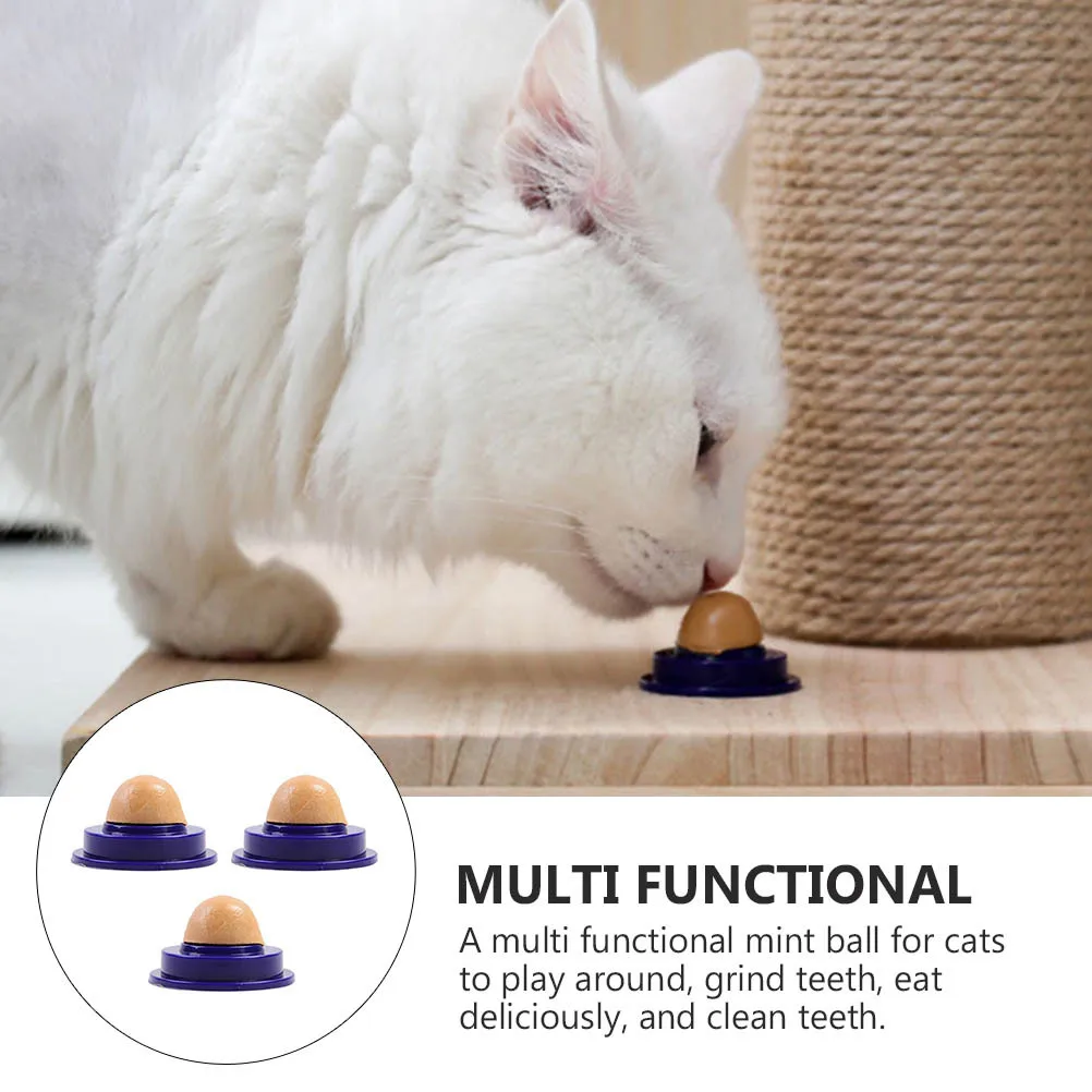 

3Pcs Cat Licking Mint Ball Natural Edible Catnip Candy Improve Appetite Gastrointestinal Health Cat Catnip Lollipop