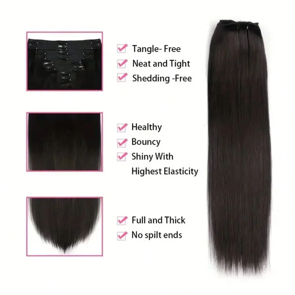 16-28inch Natural Straight Clip In Hair Extension Human Hair 8Pcs/Sets Clip100Gram Seamless Clip ins Hair For Women Clip