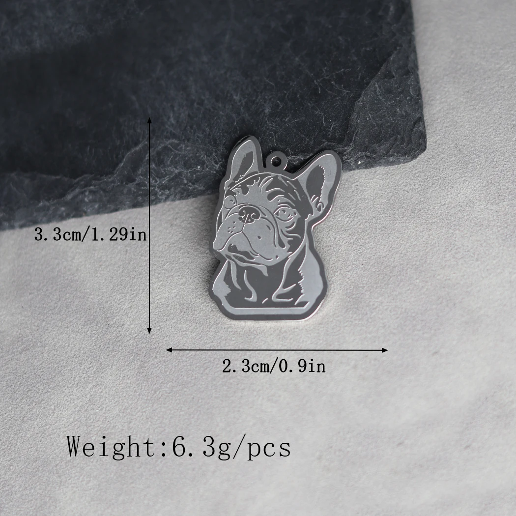 2pcs Stainless Steel Charms French Bulldog Dog Men\'s Trendy Punk Necklace Pendant for Bracelets Jewelry Making Craft Accessories