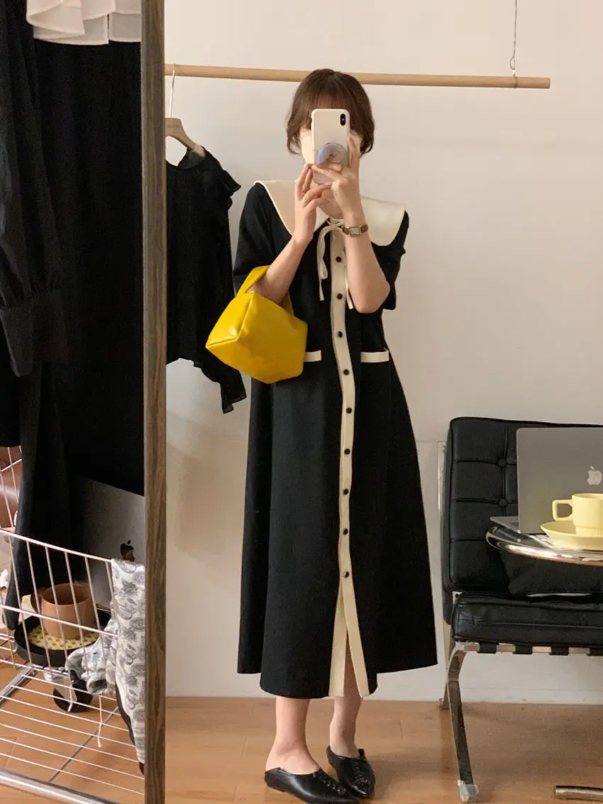 plus Size Hong Kong Style Long Dress Women's 2300 Pounds Slimming Fashionable Summer Dress Korean Style High Waist A-Line Skirt