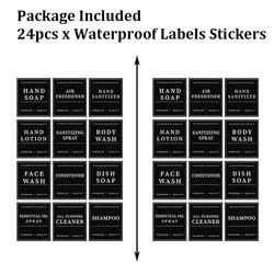 Bathroom Labels Sticker Lotion Label Sticker Waterproof Shampoo Conditioner Body Wash Shower Soap Dispenser Labels 24 PCS