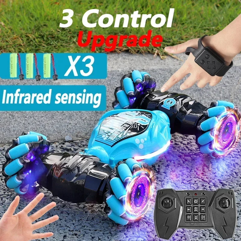 4WD 1:16 Stunt RC Car with LED Light GestureInfrared Induction Twist Climbing Radio Controlled Car Childrens Day Toy for Boy