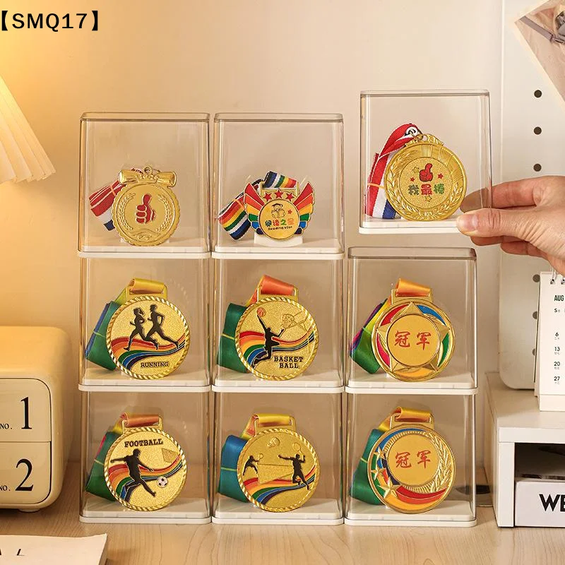Multi-functional Medal Individual Display Box, Stackable Tabletop Transparent Plastic Visible Rectangular Storage Box【SMQ】