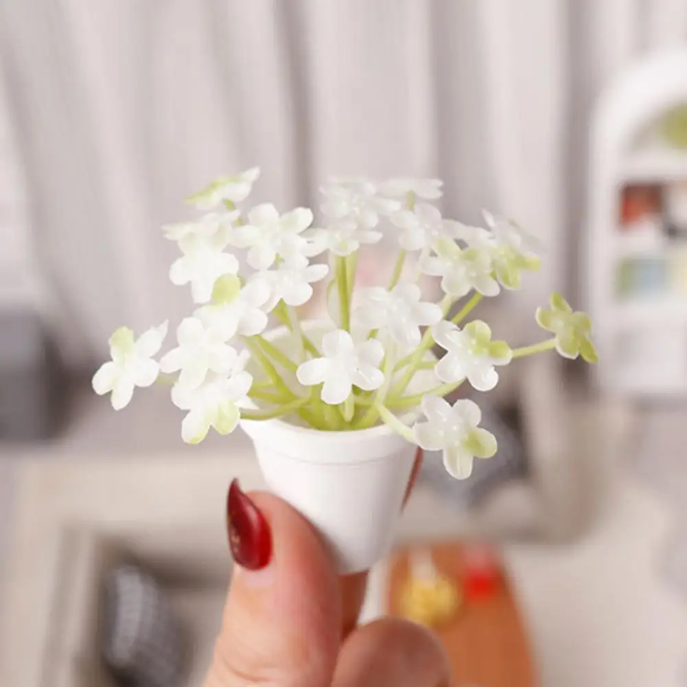 Small Decorative Plant Mini Potted Plant Set 1 12 Scale Miniature Flowers Tiny Table Centerpiece for Dollhouse Mansion Decor