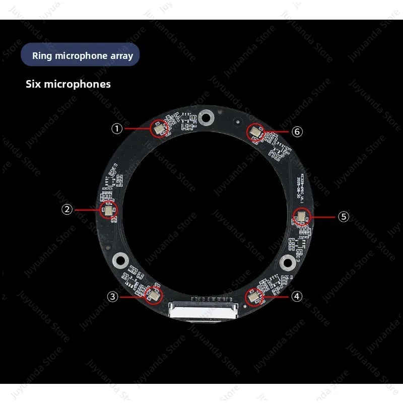 6-Mic Circular Array AI Voice Recognition Module, Sound Source Localization, ROS2 Compatible Audio Interaction for Robot
