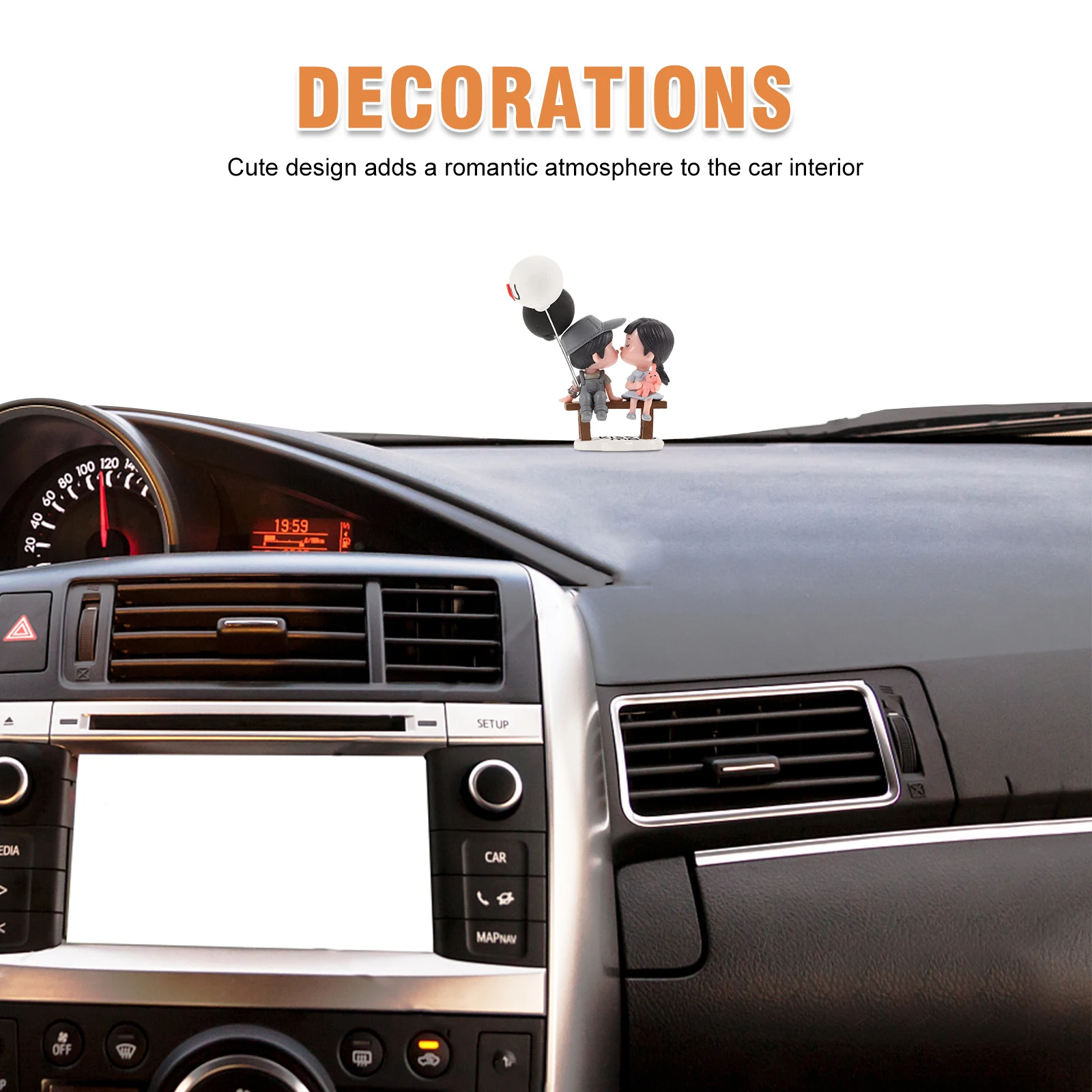 

Couple Dashboard Decor Pink Resin Figurines Wedding nament Cartoon Couple Crafts Car Interior Accessories Lightweight Flat