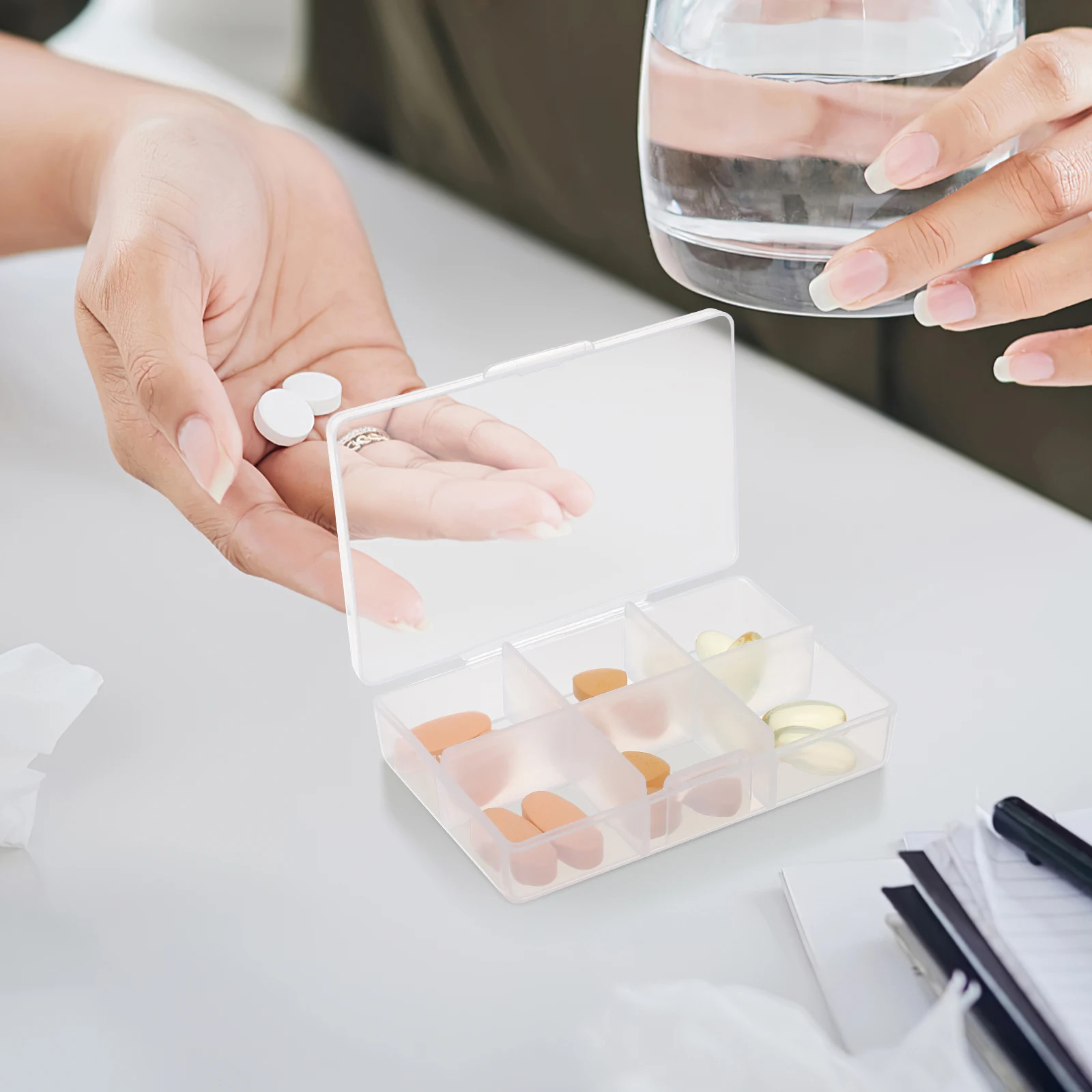 

10pcs 6 Grids Clear Storage Box Portable Jewelry Case Transparent Organizer Earring Ring Beads Pill Holder Container For