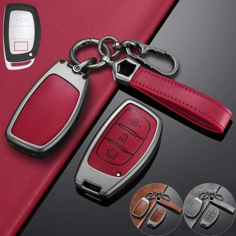 

A+ Zinc Alloy Leather Car Key Case Cover Holder For Hyundai Tucson Elantra Sonata