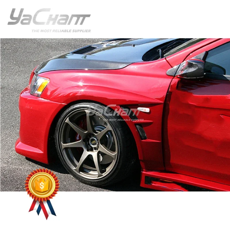 FRP Fiber Glass Width +20mm Front Fender Fit For 2008-2017 Lancer Evolution X 10 CS D1 Style Front Fender Cover