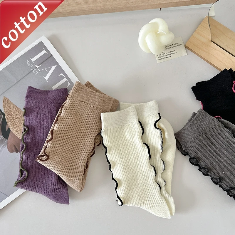

Women's Socks Japanese Harajuku Retro Curled Edge Cute Sweet Versatile Kawaii Comfortable Breathable Cotton Socks For Girl