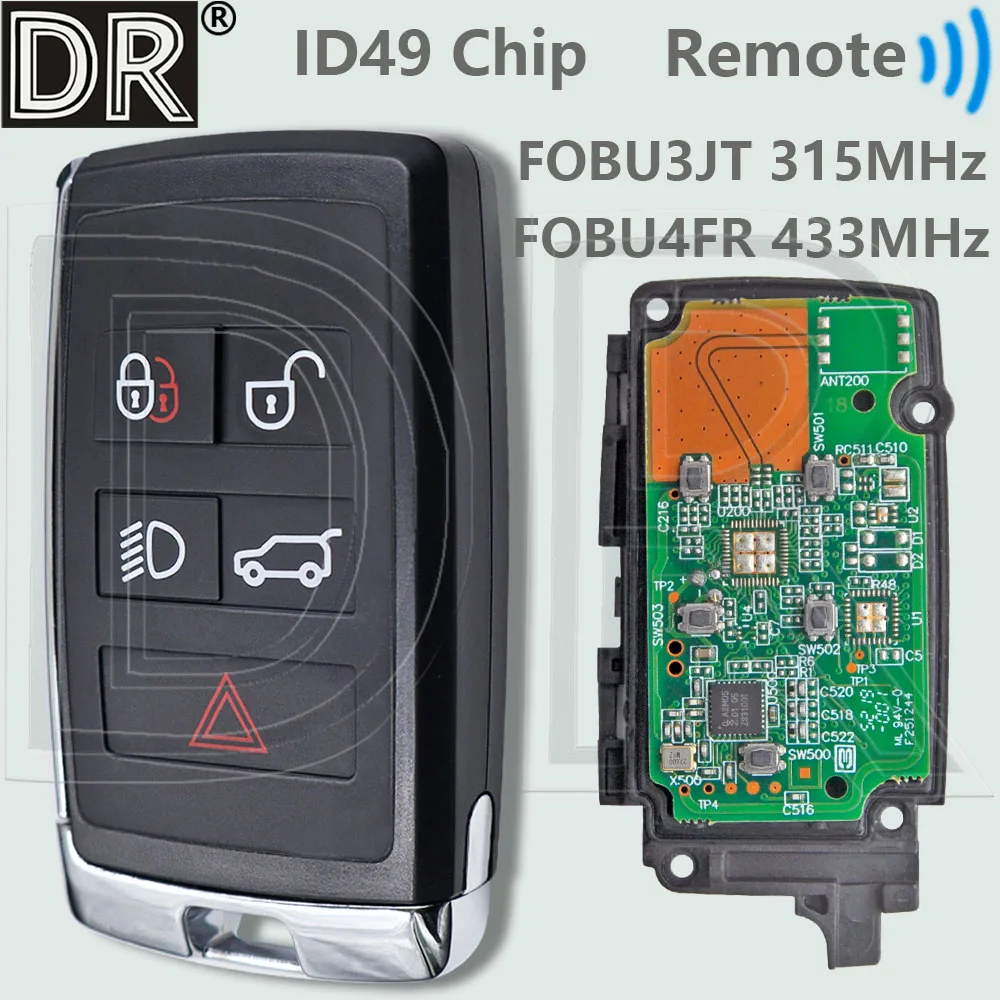 

DR KOBJXF18A PEPSFOB 315MHz 433MHz ID49 Chip Proximity Car Remote Key For Land Rover Velar Range Discovery 2017 2018 2019 2020