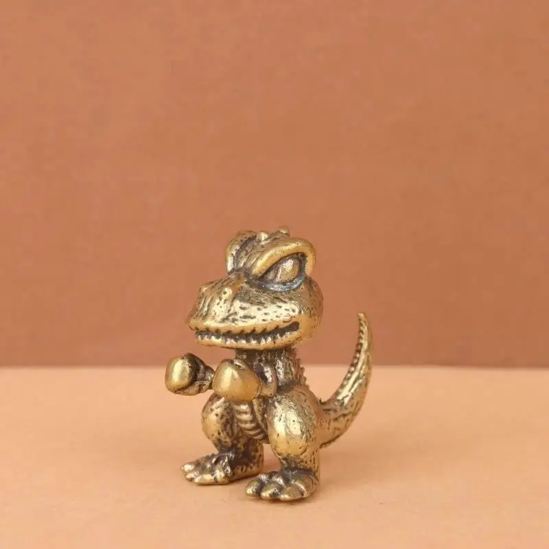 Solid Brass Boxing Dinosaur Figurine Fine Handcraft Vintage Look Perfect For Desktop Decor Dinosaur Lovers Collection Gifts