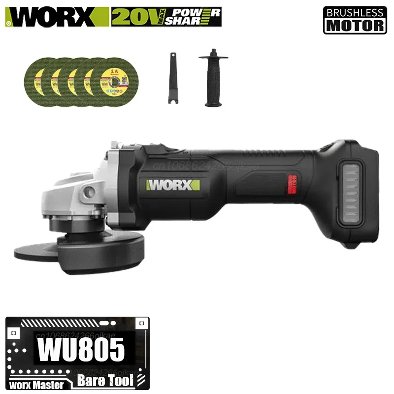 Worx WU805 Bare Tool Cordless Angle Grinder Brushless 20v 100x16mm 8500rpm Adjuastable for Polishing Cutting Sander Share Kress