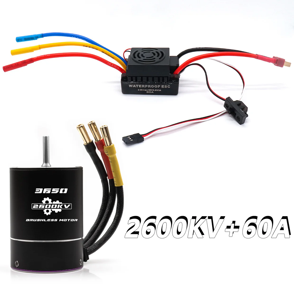 RCZIPROY RC 3650 Borstelloze Motor 80A ESC Combo Waterdicht Hoog Koppel 2600KV-6400KV voor 1/10 RC Auto Truck Buggy Off-Road