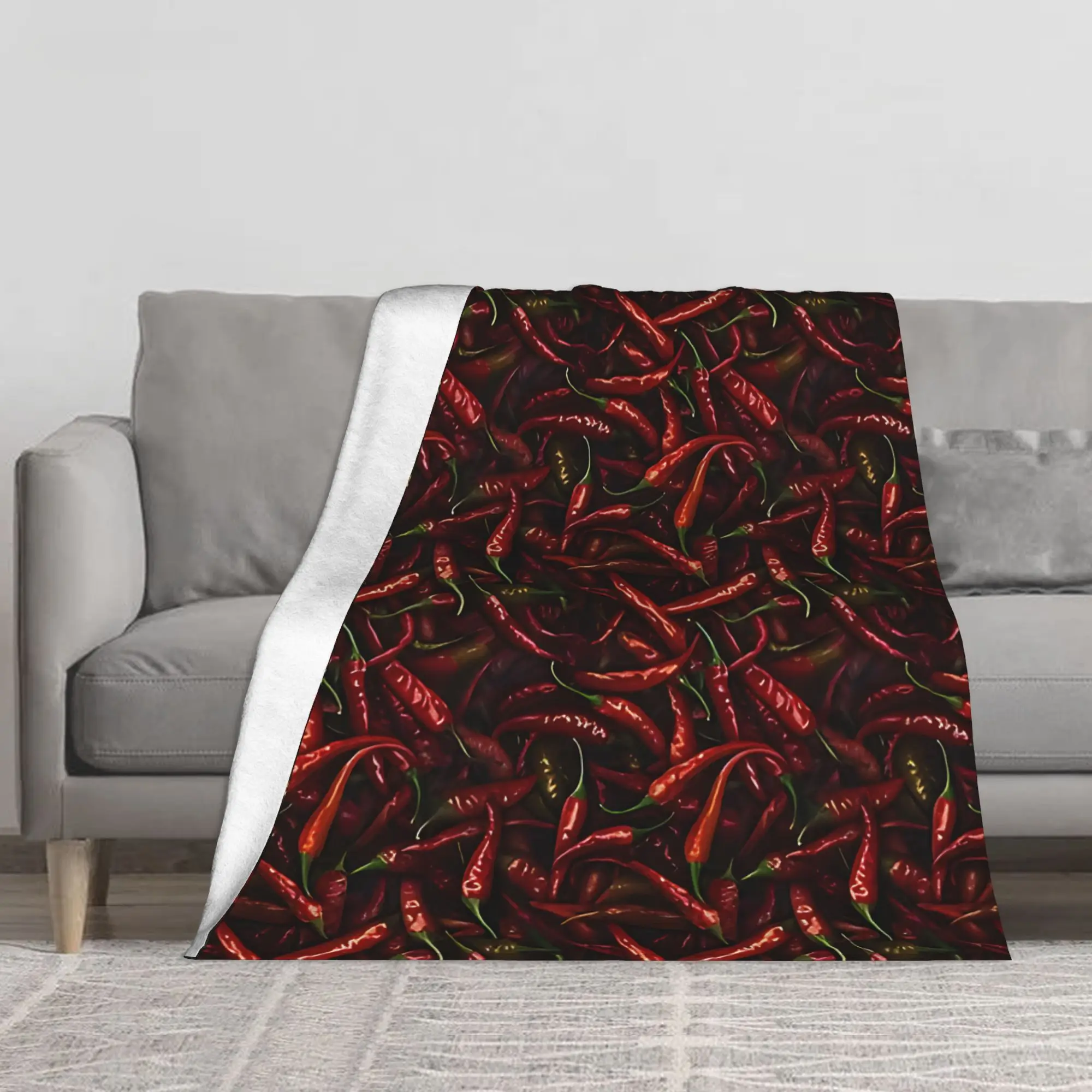 1PC Seamless Chili Pepper Pattern blanket Throw Furry Winter Blankets for Adults Bedding Home Interior Fluffy Plaid Sofa Knee