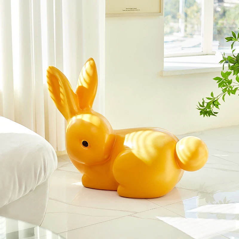 Nordic Plastic Rabbit Stool Creative Cartoon Low Stool Shoe Changing Stool Living Room Decor Animal Seat Home Small Furniture