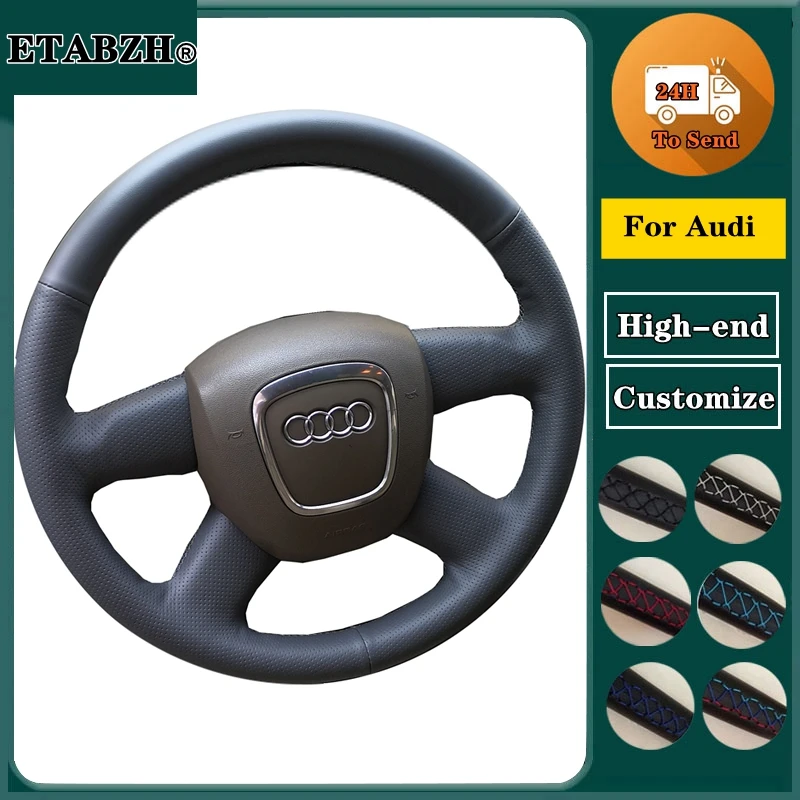 

Braid Car Steering Wheel Cover For Audi Old A4 B7 B8 A6 C6 Q7 Q5 2004-2012 Microfiber Leather Steering Wrap Car Accessories