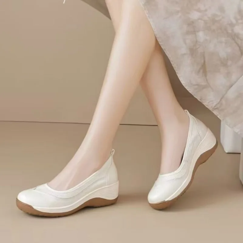 

Comfortable Casual Shoes with Thick Sole and Versatile Sponge Sole, Small Leather Shoes, 2026 Spring New Sloping Heel Loafers