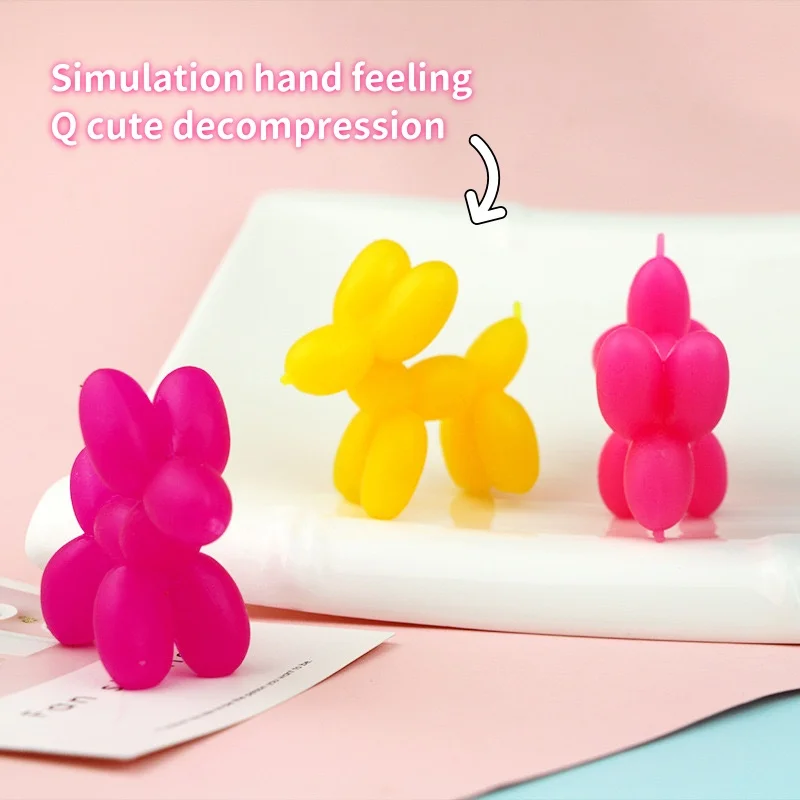 

3 Pcs Soft Rubber Colorful Balloon Puppy Pinch Fun Toddler Toys, Simulation Feel, Q Cute Decompression, Novelty Compulsion Toys