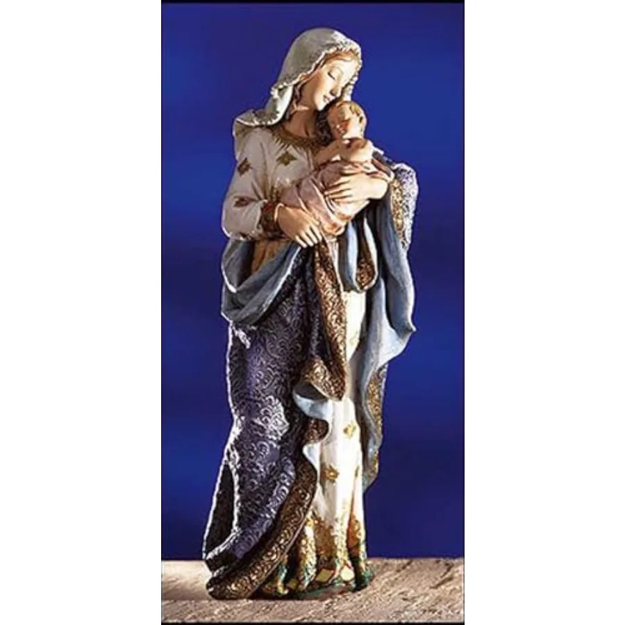 

Коллекционная фигурка Ave Maria, расписанная вручную, католическая статуэтка из смолы, религиозный декор для дома или церкви, детальное исполнение, белая.