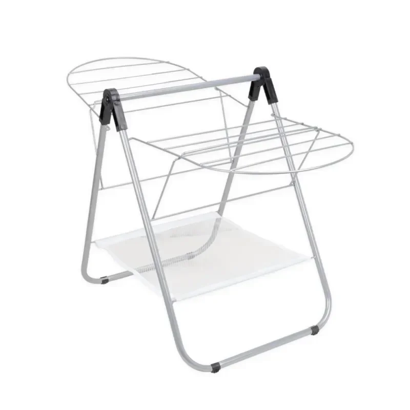 

Small Doublelayer Clothes Hanger Floor Folding Simple Child Hanger Family Window Balcony Bedroom Clothes Racks