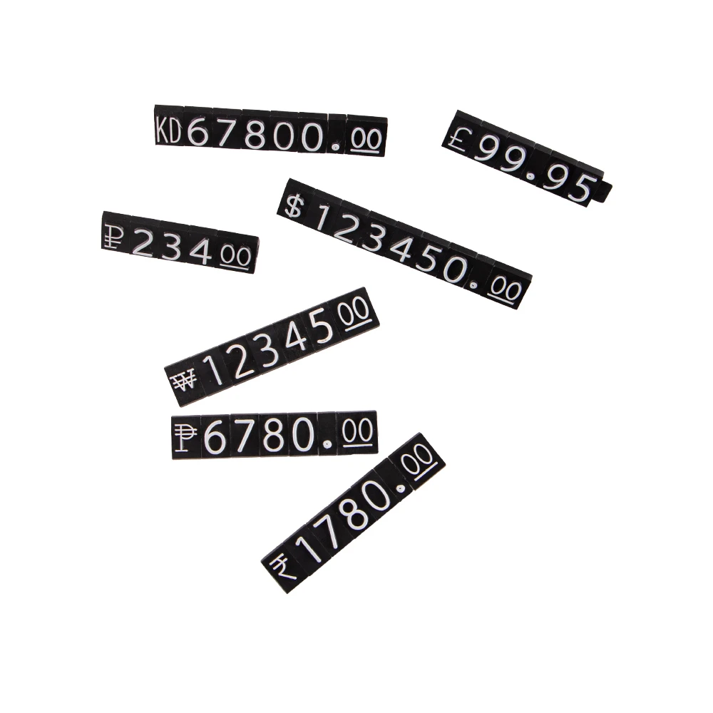 مكعبات بطاقة أسعار بلاستيكية قابلة للتعديل - أبيض وأسود، مدمجة للبيع بالتجزئة والمجوهرات، رموز/أرقام العملة، متعددة الاستخدامات #3
