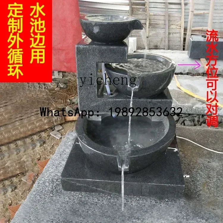 X1Simple Stone Landscape Office Fountain Courtyard Water Feature Garden Natural Bluestone Ornament