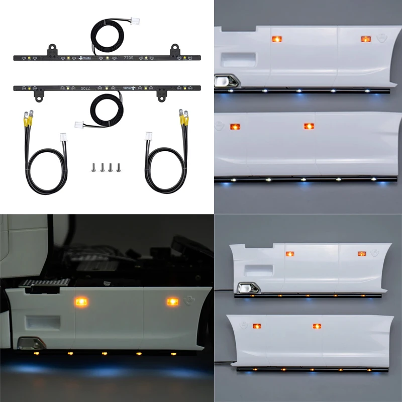 

LED Side Skirt Lights Upgrade Accessories for 1/14 Tamiya RC Truck Trailer Tipper Scania 770S 4x2 56379 DIY Car Parts