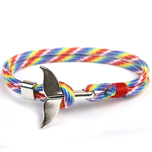 New trendy anchor style hand chain - simple and versatile whale tail umbrella cord - handmade couple bracelet - ocean series bra