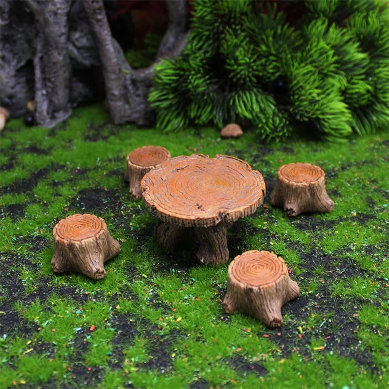 

Outdoor Miniature Table and Chairs Set, Mini Resin Furniture Kit for Fairy Garden Micro Landscape DIY Ornaments Home Decoration