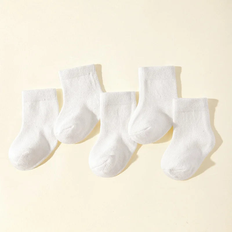 

5Pairs/Set Newborn Baby Socks For Boys Girls Cotton Soft Children Casual White Short Infant Toddler Socks For 0-2 Years Boy New