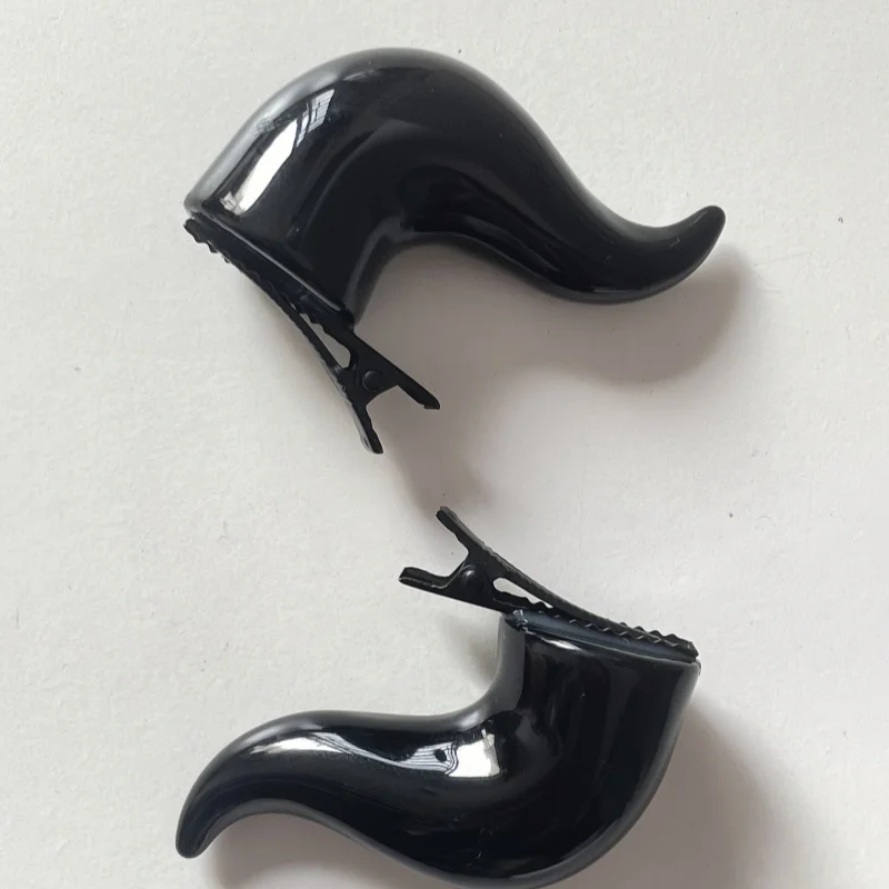 Black Punk Demon Horn Hair Clip Gothic Party Halloween Hairpin Cosplay Costume Accessory Demon Horn Hairpins