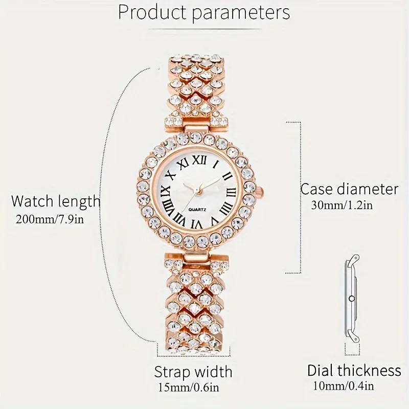 Набор из 2 предметов, браслет для часов, женские кварцевые часы + браслет в форме сердца, набор часов со стразами, гламурный подарок на день Святого Валентина