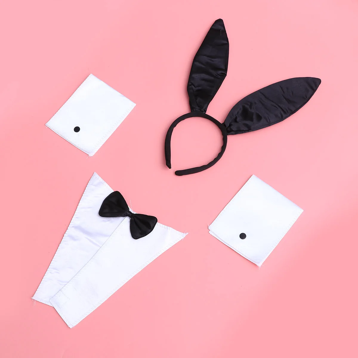 

Bunny Rabbit Costume Kit Soft Comfortable Fabric Headband Necktie Wristband Party Easter Halloween Dress Up Accessories Set