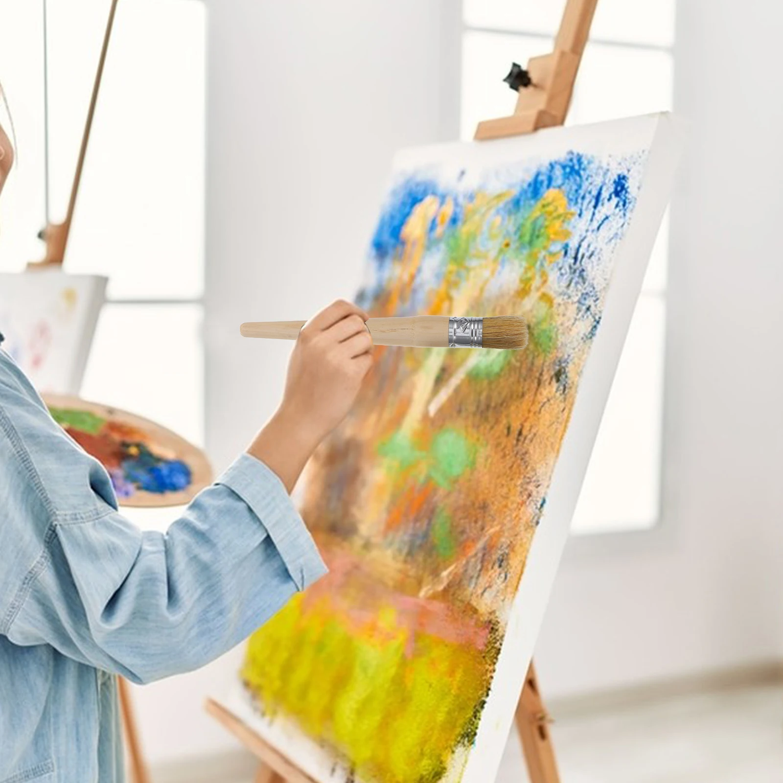 

2 PCS Paint Brush Brushes Stencil Painting Walls Detail Long Handled Chalk Major Stain