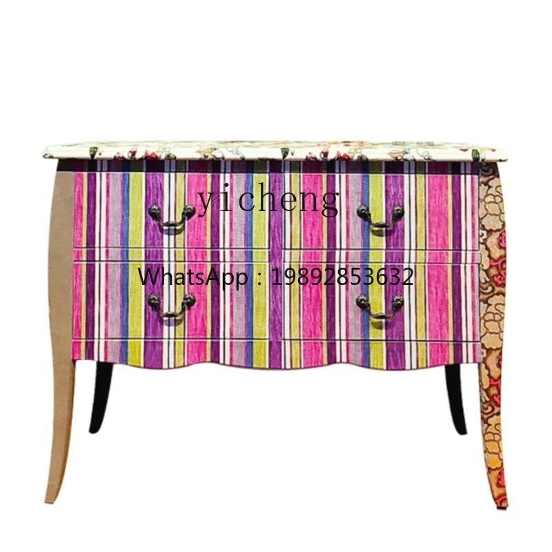 

TQH retro living room entrance cabinet model room French art printing dining room storage cabinet
