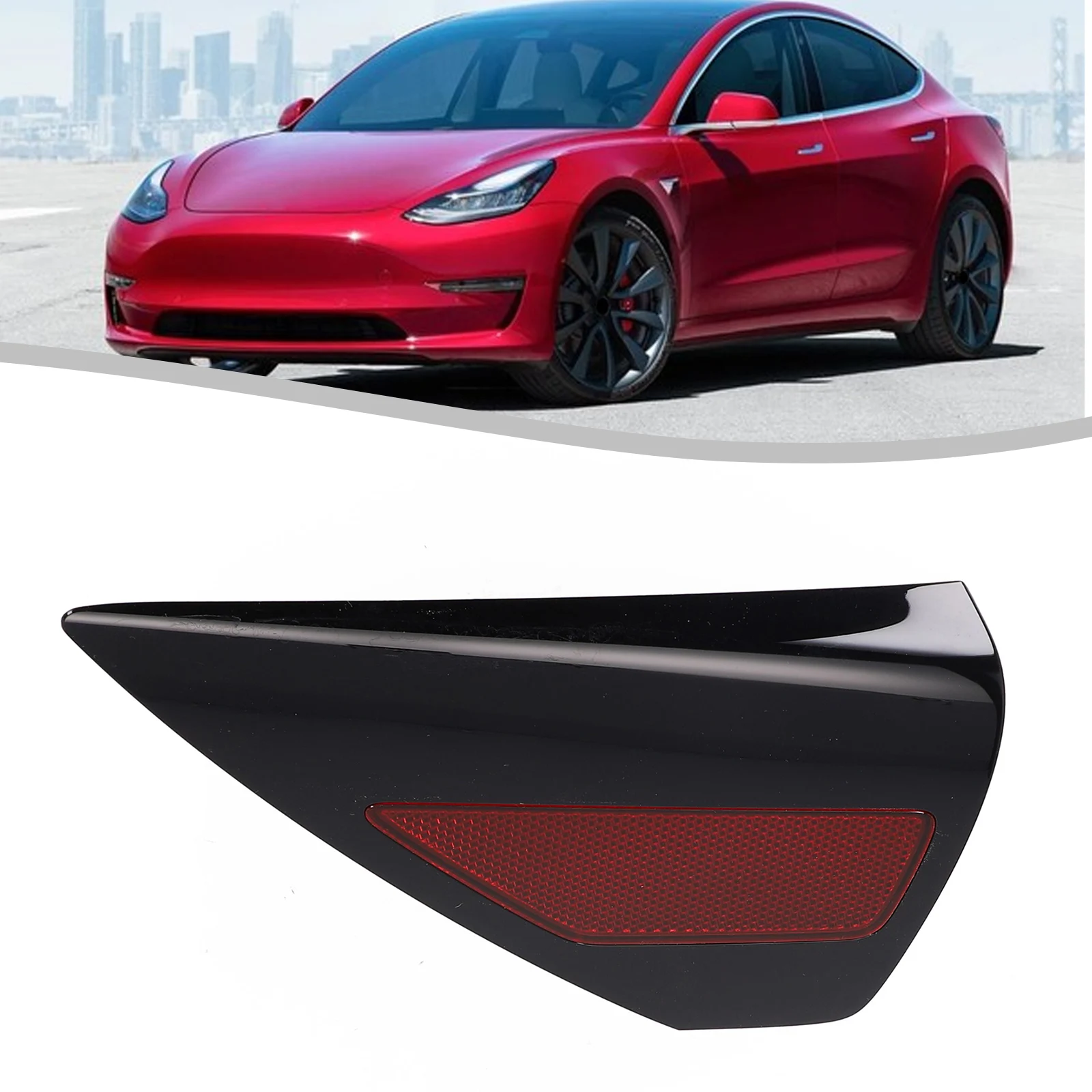 Perfect After Sale Replacement Left Driver Side Rear Charge Door Reflector for Tesla Model 3 Y 2017 2023 Black Shell