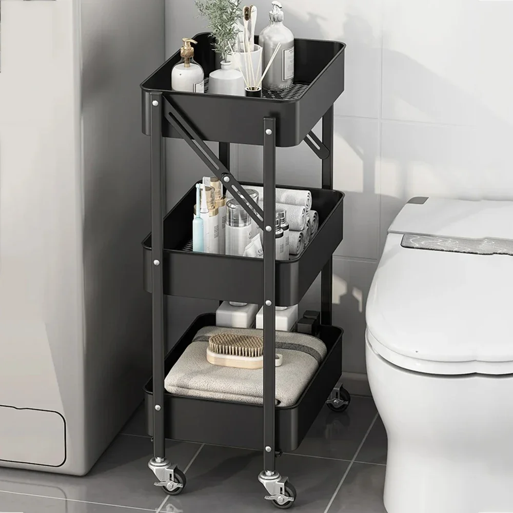 Bathroom Trolleys Kitchen Storage Folding Storage Rack Snacks Storage Rack Multi Layer Living Room Shelfs Organizer Accessories