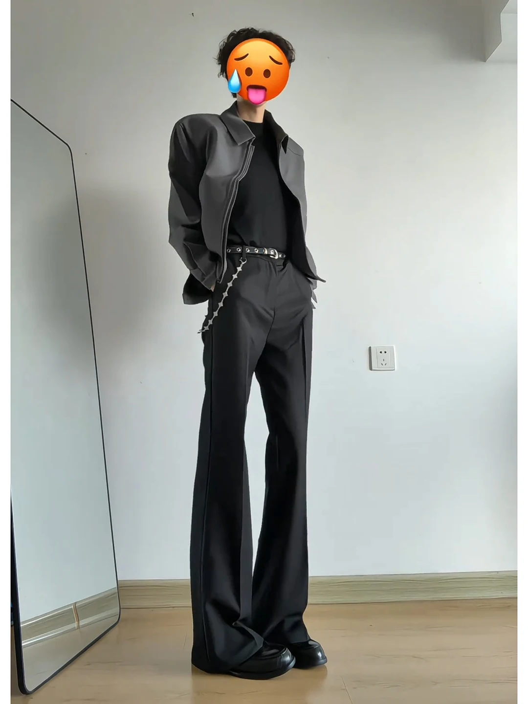 

Мужские брюки Cleanfit с высокой талией, асимметричные, со складками, удлиненные, в американском стиле, повседневные, свободного кроя