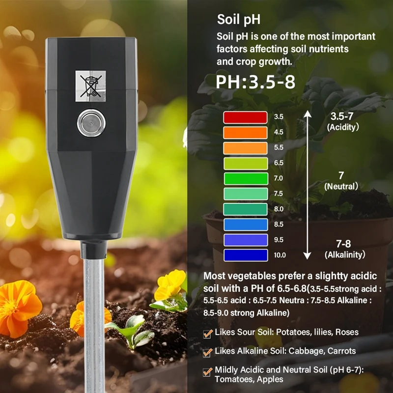 Soil PH Meter PH Moisture Meter Soil Humidity Tester For Garden Potted Vegetable Greenhouse Planting Detector