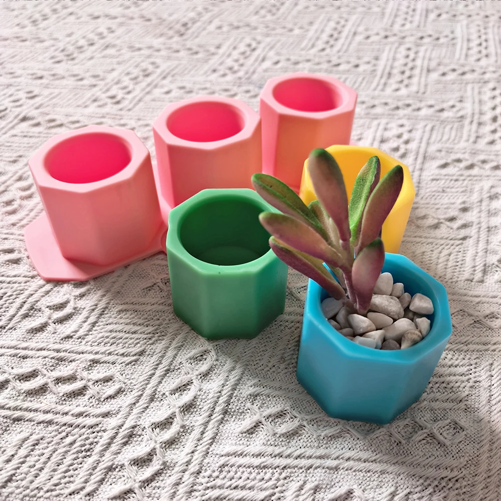 1 قطعة 3-تجويف زهور سداسية دائرية قالب من السيليكون ، حامل شموع حرفي ذاتي الصنع قالب نباتي صغير