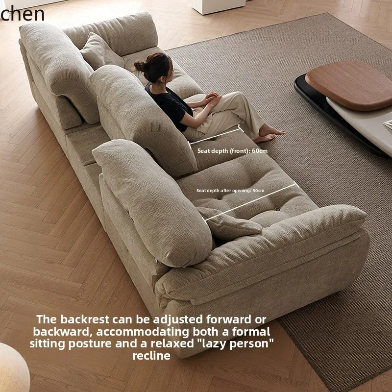 HT New Cloud Sofa with Movable Backrest, Extra Deep Seat, Wide and High Backrest, Living Room Combination Chenille Fabric Sofa