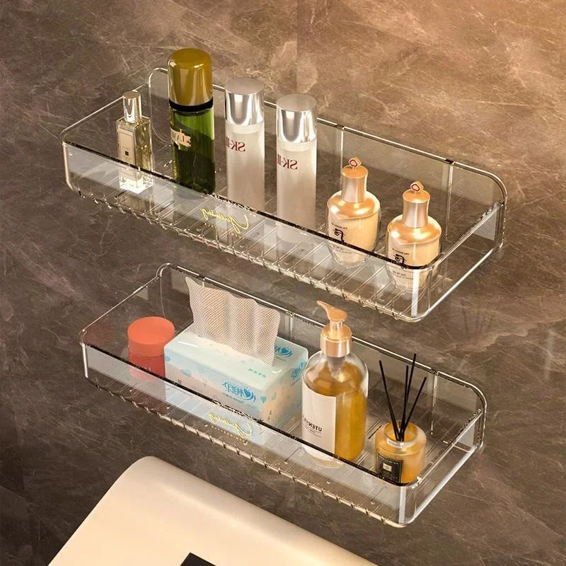 Bathroom Transparent plastic storage shelf Toilet Cosmetic storage box Toiletries storage rack Drainage rack, washbasin hanger