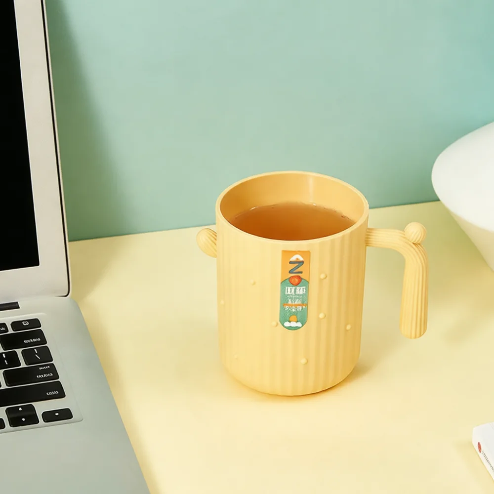 Cactus Pattern Toothbrush Cup Functional Plastic Gargle Mug Simple Bathroom Accessory Decorative Home Drink Cup