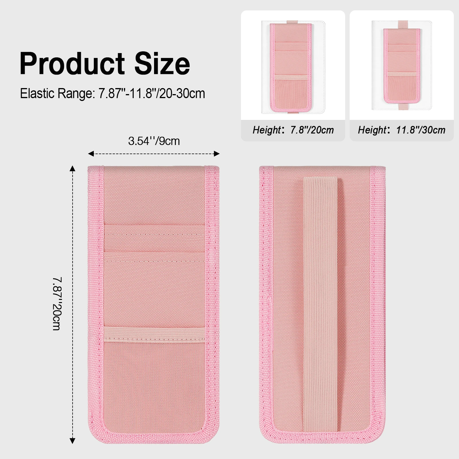 MoKo Elastic Pen Holder for Notebook Pencil Holder wth Zipper Pocket Adjustable Pen Pouch for Hardcover Journals Notebooks